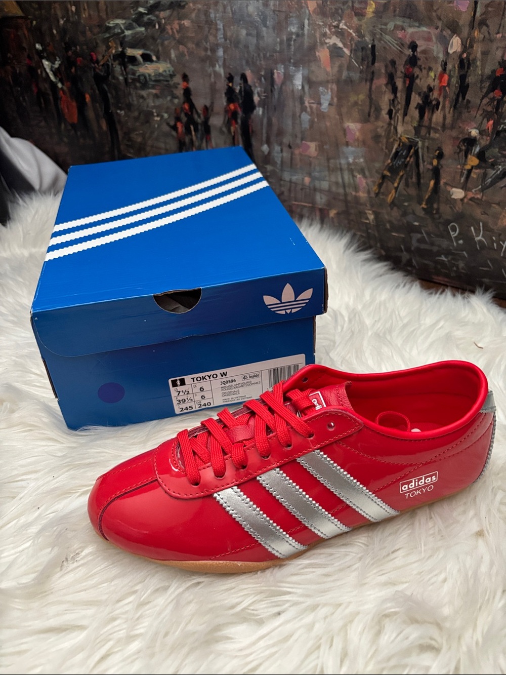 🔥🔥🔥Adidas Tokyo Patent Red Silver Women's Sneakers🔥🔥🔥